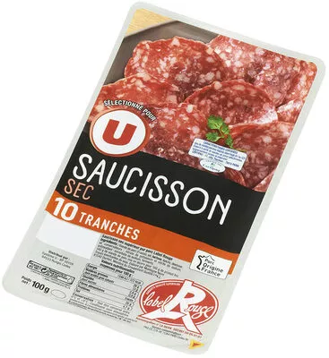 Saucisson sec label rouge U 10 tranches soit 100 g, code 3256224632641