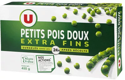 Petits pois doux extra fins U 450 g, code 3256224701774