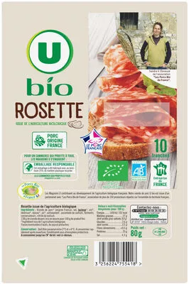 Rosette U Bio,  U 10 tranches soit 80 g, code 3256224755418