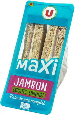 Sandwich maxi jambon emmental et crudités U 230 g, code 3256224759331