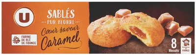 Biscuits sablés pur beurre fourré au caramel U 100 g, code 3256224878414