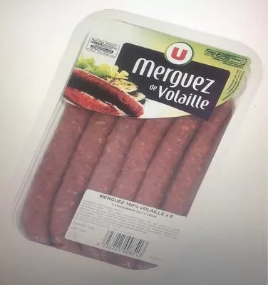 Merguez de volaille U 6 pièces, 300 g, code 3256225008513