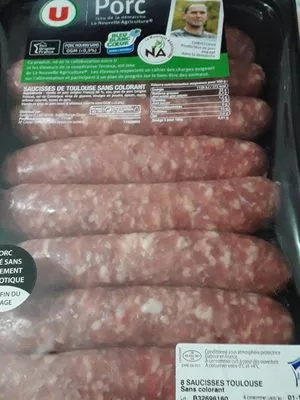 Saucisse toulouse gros grain U 8 pièces, barquette, 1 kg, code 3256225037346