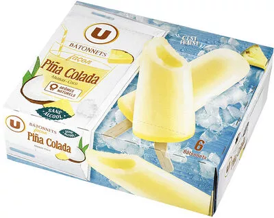 Bâtonnets façon pina colada ananas coco U x6, 378 g, code 3256225037452