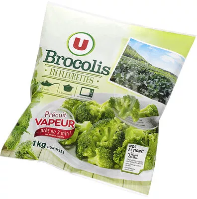 Brocolis fleurettes précuits vapeur U 1 kg, code 3256225427802