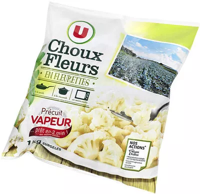 Choux-fleurs fleurettes précuits vapeur U 1 kg, code 3256225427819