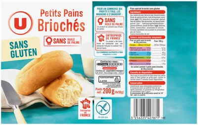 Petits pains briochés U Sans Gluten,  U 200 g, code 3256225427871