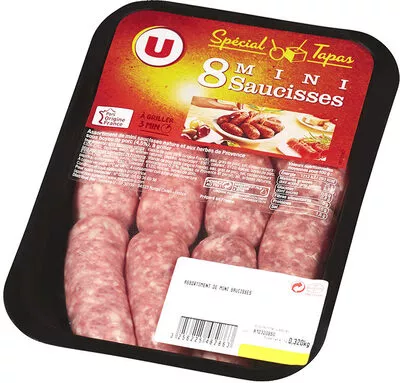 Assortiment mini saucisses à griller U 8 pièces, barquette, 320 g, code 3256225482863