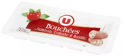 Bouchées fromagère jambon tomate basilic Super u,  U 100 g, code 3256225739738