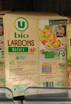 Lardons nature VPF U Bio,  U 2 x 75 g 150 g, code 3256227744754