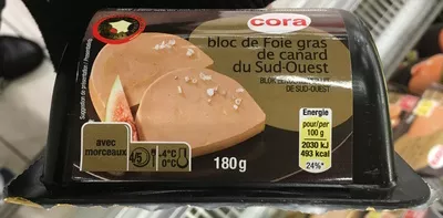 Bloc de Foie gras de canard du Sud-Ouest Cora 180 g, code 3257980085788