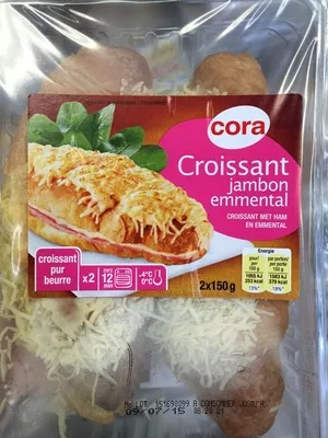 Croissant jambon emmental Cora 2 * 150 g (300 g), code 3257981084469