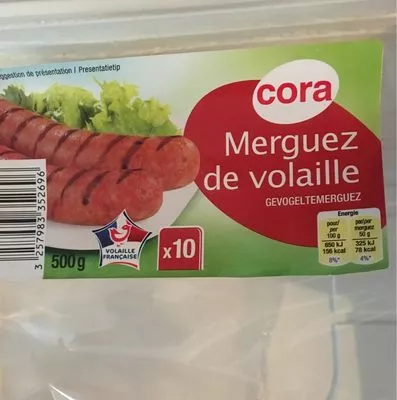 Merguez de volaille Cora 500 g, code 3257983352696