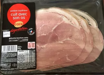 Jambon cuit à l'os, 240g Cora dégustation, Cora 240 g, code 3257983357936