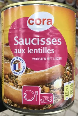 Saucisses aux Lentilles Cora 840 g, code 3257984379555