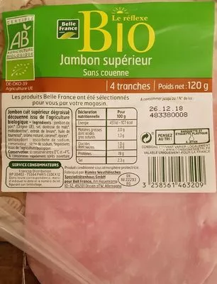 Jambon supérieur sans couenne Belle France 120 g, code 3258561463209