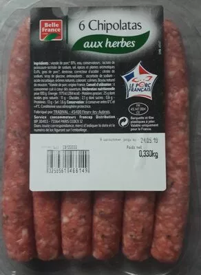 Chipolatas aux herbes Belle France 330 g, code 3258561466149