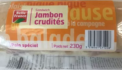 Sandwich Baguette Jambon Crudités Belle France 230 g, code 3258561471228