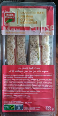 Sandwich Club Maxi Jambon crudités emmental Belle France 200 g, code 3258974471129