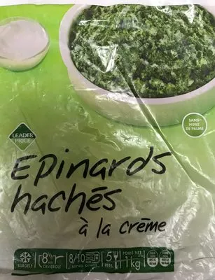 Épinards Hachés à la Crème Leader price 1 kg, code 3263850000225