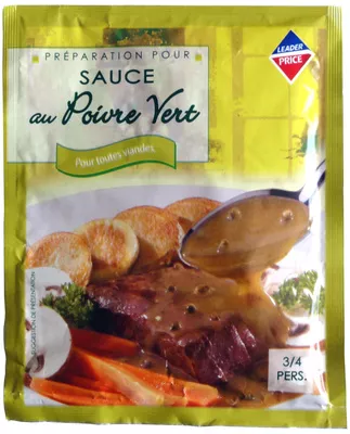 Sauce au Poivre Vert Leader Price, DLP (Distribution Leader Price), Groupe Casino 29 g (3/4 Pers.), code 3263851129017