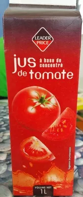 Jus de tomate a basé de concentré Leader price 1 l, code 3263855090528