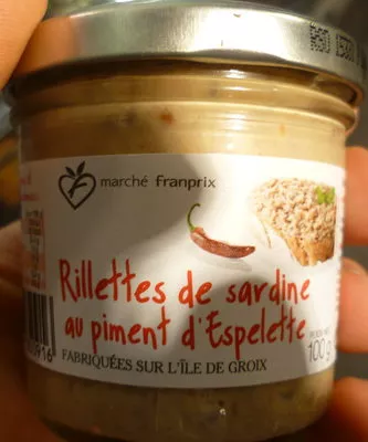 Rillettes de sardine au pient d'Espelette Marché Franprix 100 g, code 3263856850916