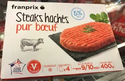 Steaks haches pur boeuf Franprix 400 g, code 3263858431113