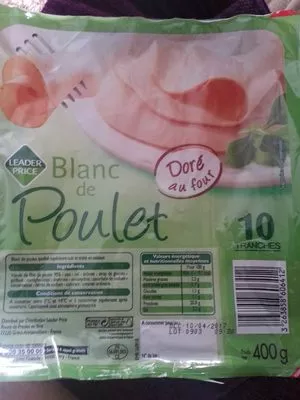 Blanc de poulet Leader Price 400 g, code 3263858606412