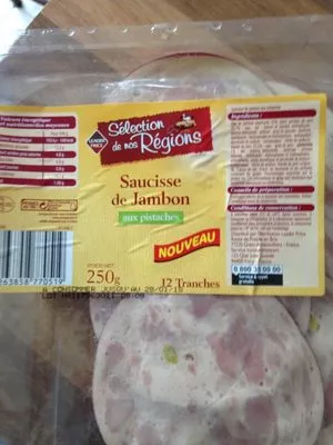 Saucisse de jambon Leader Price 250 g, code 3263858770519