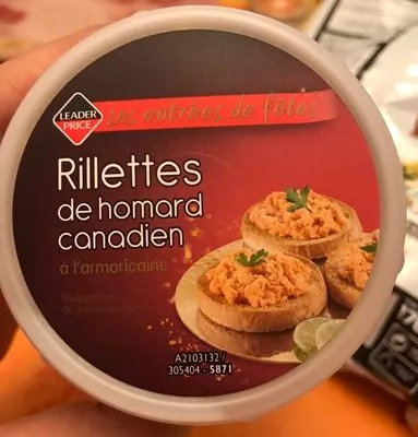 Rillettes de homard canadien Leader Price , code 3263858787814