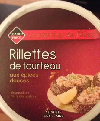 Rillettes de tourteau aux epices douces Leader Price , code 3263858787913