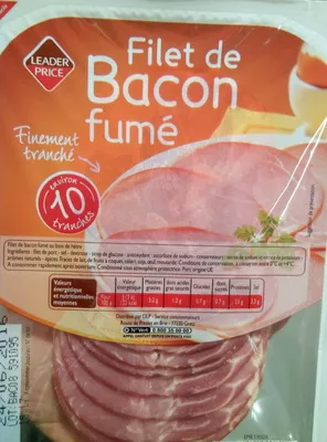 Filet de Bacon Fumé Leader Price 125 g, code 3263859015817