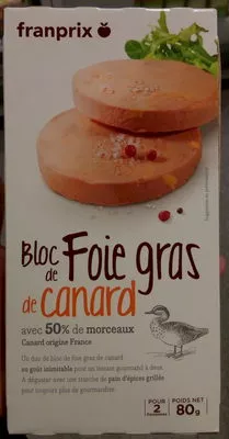 Bloc de Foie Gras de Canard  Franprix 80 g, code 3263859091019