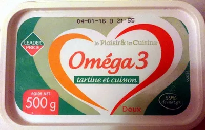 Oméga 3 tartine et cuisson (59 % MG) Leader Price 500 g, code 3263859339517