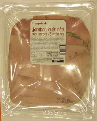 Jambon cuit rôti aux herbes Franprix 150 g, code 3263859443016