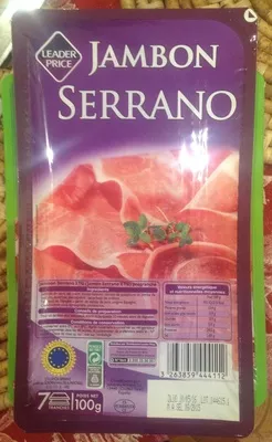 Jambon Serrano Leader Price 100 g, code 3263859444112