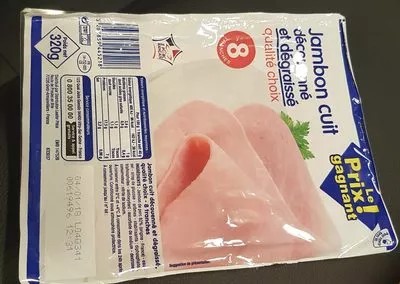 Jambon Cuit découenné et dégraissé Le prix gagnant, Leader Price 320 g (8 tranches), code 3263859445218