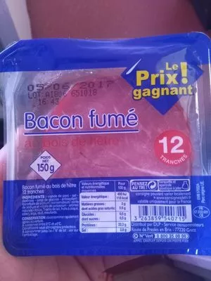 Bacon fumé Leader Price 150 g, code 3263859540715