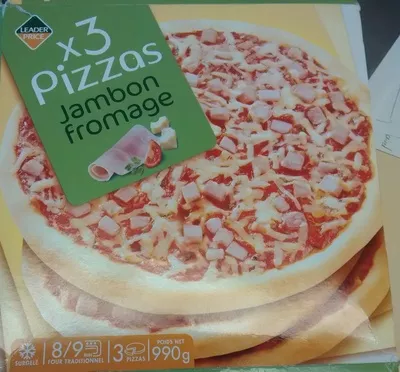 Pizzas Jambon Fromage (x 3), Surgelé Leader Price, DLP (Distribution Leader Price), Groupe Casino 990 g (3 x 330 g), code 3263859810115