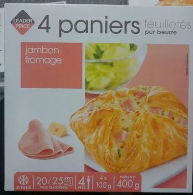 4 Paniers Feuilletés Pur Beurre Jambon Fromage Leader Price 400 g (4 * 100 g), code 3263859822026