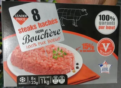 8 Steaks Hachés Façon Bouchère Leader Price 1 kg, code 3263859862312