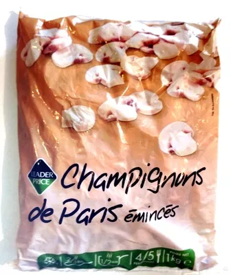 Champignons de Paris émincés, Surgelé Leader Price, DLP (Distribution Leader Price), Groupe Casino 1 kg (4/5 Personnes), code 3263859882815