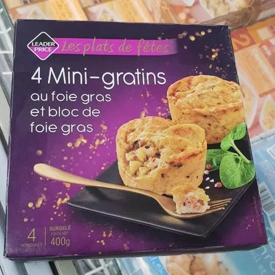 4 Mini-gratins au foie gras Leader Price , code 3263859970918