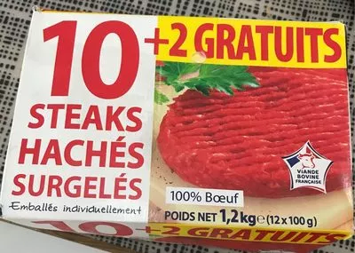 12 Steaks Hachés Surgelés Sans marque 1,2 kg e (12 *100 g), code 3265980383568