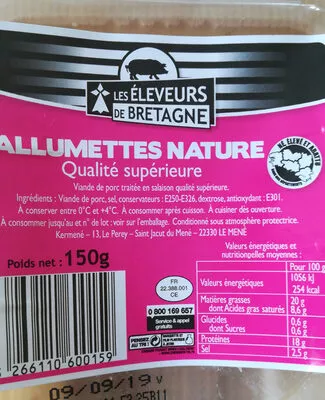 Allumettes nature Les Eleveurs De Bretagne 150 g, code 3266110600159