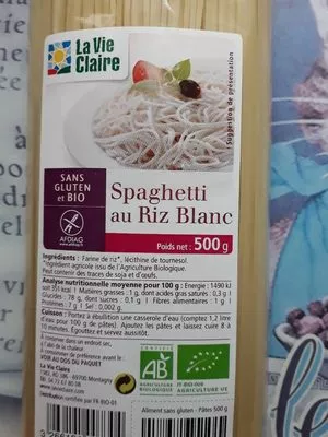 Spaghetti au riz blanc La Vie Claire 500 g, code 3266191007304