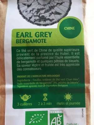 Thé vert Earl Grey Bergamote Naturela,  La Vie Claire 100 g, code 3266191018140