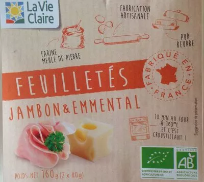 Feuilletés Jambon & Emmental La Vie Claire 160 g, code 3266191037936