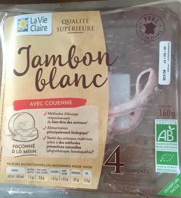 Jambon blanc La Vie Claire 160 g, code 3266191057927